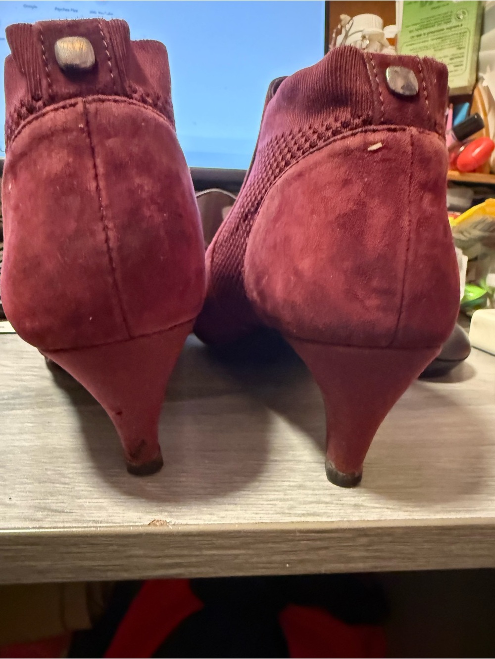Alfani Burgundy Suede Heeled Ankle Boots